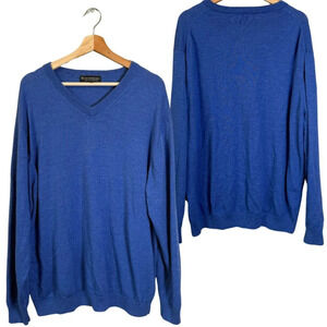 Hart Schaffner Marx Wool V-Neck Sweater Pullover Men's 2XLT Blue Business Career
